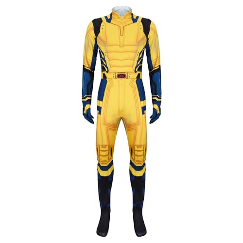 Funhoo Herren Gelb Kostüm Jumpsuit Overall 3D Druck Einteiler Halloween Party Cosplay Zentai Onesie Erwachsene Outfits (L) von Funhoo