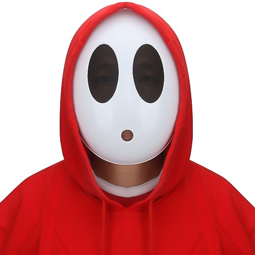 Funhoo Unisex Shy Guy Weiße Maske Halloween Kunststoff Vollgesichtsmaske Helm Kostüm Zubehör Cosplay Requisiten für Erwachsene (Herren) von Funhoo