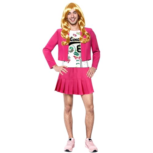 Funhoo Männer Marcus Copeland Movie Kostüm Rosa Blazer Rock T-Shirt Set Crossdress Party Halloween Kostüm Rollenspiel Mode-Set (Rosa, L) von Funhoo