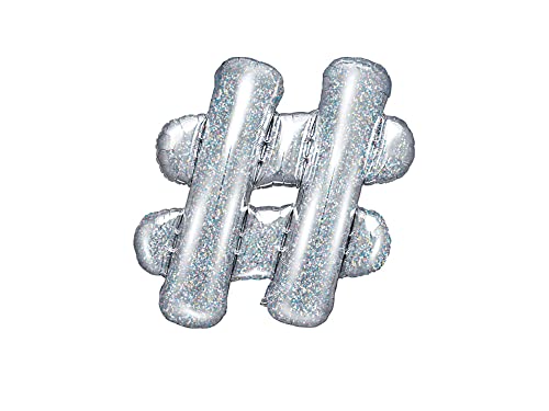 Folienballon Hashtag Hashtag Silber mit Glitzer Folienballon Hashtag Hashtag Silber mit Glitzer von Funidelia