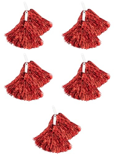 Funidelia | 5 rote Cheerleader-Pompons für Damen Cheerleader, American Football, Gymnasium, Berufe - Zubehör für Erwachsene, Zubehör für Kostüm - Rot Funidelia | 5 rote Cheerleader-Pompons für Damen Cheerleader, American Football, Gymnasium, Berufe - Zubehör für Erwachsene, Zubehör für Kostüm - Rot von Funidelia