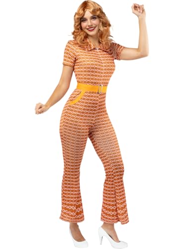 Funidelia | 70er Jahre Kostüm für Damen Disco Musik, Abba, Bee Gees- Kostüm für Erwachsene & Verkleidung für Partys, Karneval & Halloween - Größe - Orange von Funidelia