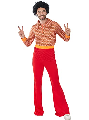 Funidelia | 70er Jahre Kostüm für Herren Disco Musik, Abba, Bee Gees- Kostüm für Erwachsene & Verkleidung für Partys, Karneval & Halloween - Größe M - Orange von Funidelia