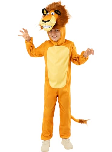 Funidelia | Alex der Löwe Kostüm aus Madagscar für Jungen Zeichentrickfilm, Madagascar, Film und Serien - Kostüm für Kinder & Verkleidung für Partys, Karneval & Halloween - Größe 5-6 Jahre - Braun von Funidelia