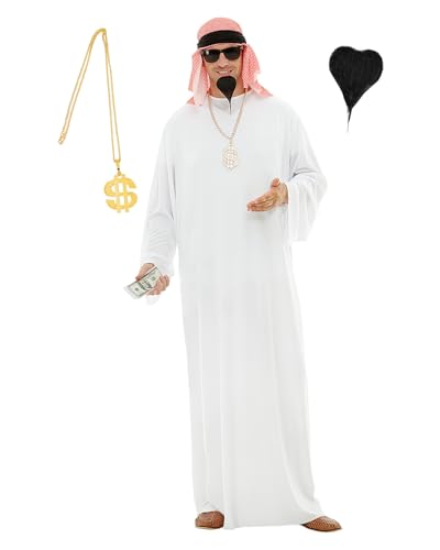 Funidelia Arabisches Kostüm für Herren mit Zubehör, Scheich Anzug für Erwachsene, Karneval, Halloween und Abschiedskostüme – Größe XXL von Funidelia