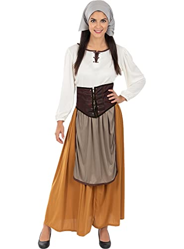 Funidelia | Bäuerin Mittelalter Kostüm für Damen Mittelalter, Bauer, Tavernenwirtin - Kostüm für Erwachsene & Verkleidung für Partys, Karneval & Halloween - Größe L - Braun Funidelia | Bäuerin Mittelalter Kostüm für Damen Mittelalter, Bauer, Tavernenwirtin - Kostüm für Erwachsene & Verkleidung für Partys, Karneval & Halloween - Größe L - Braun von Funidelia