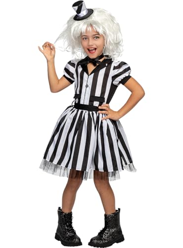 Funidelia | Beetlejuice Kostüm für Mädchen Tim Burton, Horrorfilm, Horror - Kostüm für Kinder & Verkleidung für Partys, Karneval & Halloween - Größe 10-12 Jahre - Schwarz von Funidelia