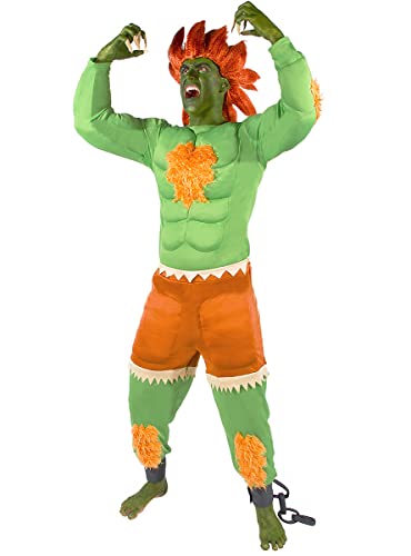 Funidelia | Blanka Kostüm - Street Fighter 100% OFFIZIELLE für Herren Größe S Games, 80er Jahre, Arcade - Farben: Grün, Zubehör für Kostüm - Lustige Kostüme für deine Partys von Funidelia