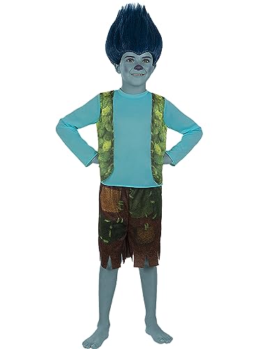 Funidelia | Branch Kostüm Trolls 3 für Jungen Zeichentrickfilm, Trolls, Film und Serien - Kostüm für Kinder & Verkleidung für Partys, Karneval & Halloween - Größe 7-9 Jahre - Blau von Funidelia