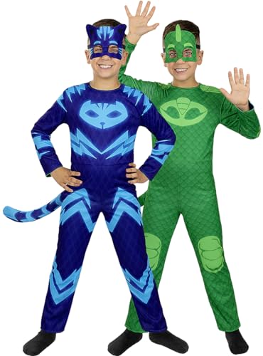 Funidelia | Catboy und Gecko Wendekostüm - PJ Masks für Jungen Zeichentrickfilm, Catboy, Eulette, Gecko - Kostüme für Kinder & Verkleidung für Partys, Karneval & Halloween - Größe 5-6 Jahre - Blau Funidelia | Catboy und Gecko Wendekostüm - PJ Masks für Jungen Zeichentrickfilm, Catboy, Eulette, Gecko - Kostüme für Kinder & Verkleidung für Partys, Karneval & Halloween - Größe 5-6 Jahre - Blau von Funidelia