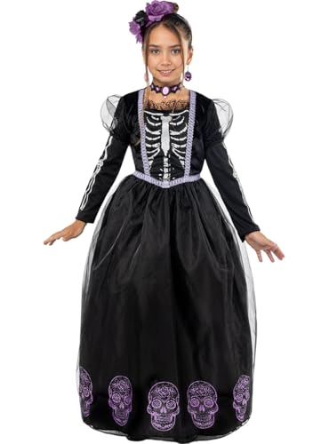 Funidelia | Catrina Kostüm am Tag der Toten für Mädchen Mexikanischer Schädel & Halloween - Kostüm für Kinder & Verkleidung für Partys, Karneval & Halloween - Größe 10-12 Jahre von Funidelia