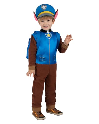 Funidelia Offizielle Kostüm für Kinder Chase Paw Patrol mit Overall, Schwanz, Hut und Rucksack, Paw Patrol Kostüm für Kinder, Karnevals- und Partykostüme - Größe 3-4 Jahre von Funidelia