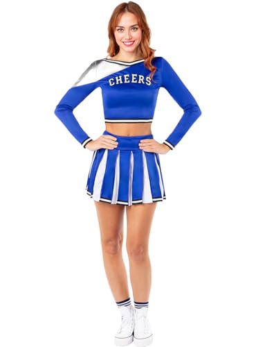 Funidelia | Cheerleader-Kostüm USA für Damen Cheerleader, American Football, Gymnasium, Berufe - Kostüm für Erwachsene & Verkleidung für Partys, Karneval & Halloween - Größe M - Blau Funidelia | Cheerleader-Kostüm USA für Damen Cheerleader, American Football, Gymnasium, Berufe - Kostüm für Erwachsene & Verkleidung für Partys, Karneval & Halloween - Größe M - Blau von Funidelia