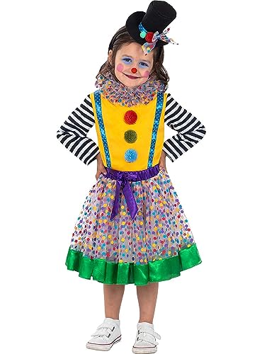 Funidelia | Clown Kostüm Deluxe für Mädchen Clowns, Zirkus, Lustige & Ausgefallene - Kostüm für Kinder & Verkleidung für Partys, Karneval & Halloween - Größe 3-4 Jahre - Gelb von Funidelia