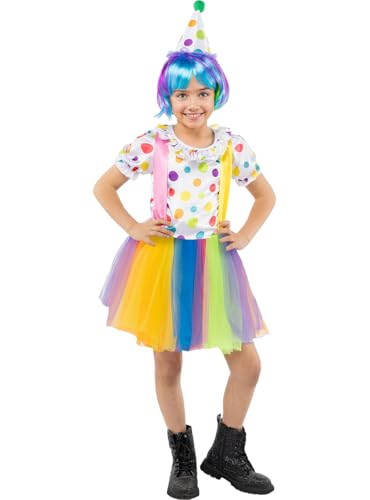 Funidelia Clown Kostüm für Mädchen, Größe 10-12 Jahre Clowns, Zirkus - Verkleidung für Kinder für Partys, Karneval und Halloween von Funidelia