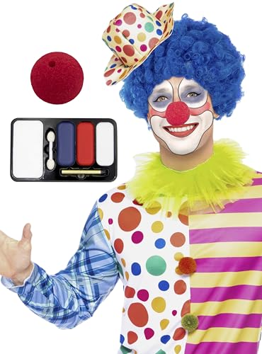 Funidelia | Clown Make-Up Set mit Nase für Herren und Damen Clowns, Zirkus, Lustige & Ausgefallene - Zubehör für Erwachsene, Zubehör für Kostüm - Rot Funidelia | Clown Make-Up Set mit Nase für Herren und Damen Clowns, Zirkus, Lustige & Ausgefallene - Zubehör für Erwachsene, Zubehör für Kostüm - Rot von Funidelia