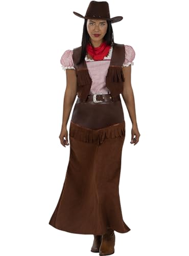 Funidelia | Cowgirl Kostüm Deluxe für Damen Cowboys, Indianer, Western - Kostüm für Erwachsene & Verkleidung für Partys, Karneval & Halloween - Größe XXL - Braun von Funidelia