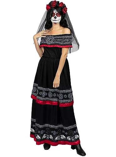 Funidelia | Dia de los Muertos Kostüm für Damen Mexikanischer Schädel, Horror - Kostüm für Erwachsene & Verkleidung für Partys, Karneval & Halloween - Größe XXL - Schwarz von Funidelia