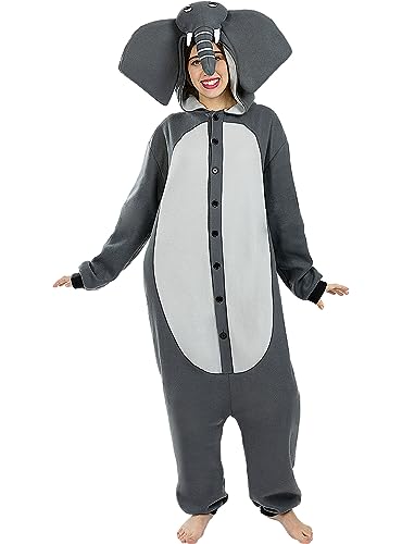 Funidelia | Elefanten Onesie Kostüm für Herren und Damen Tiere - Kostüm für Erwachsene & Verkleidung für Partys, Karneval & Halloween - Größe L - XL - Grau/Silber Funidelia | Elefanten Onesie Kostüm für Herren und Damen Tiere - Kostüm für Erwachsene & Verkleidung für Partys, Karneval & Halloween - Größe L - XL - Grau/Silber von Funidelia