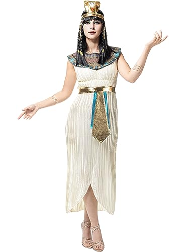 Funidelia | Elegantes Kleopatra Kostüm für Damen Ägypten, Pharao, Königin von Ägypten, Länder - Kostüm für Erwachsene & Verkleidung für Partys, Karneval & Halloween - Größe XL - Weiß von Funidelia