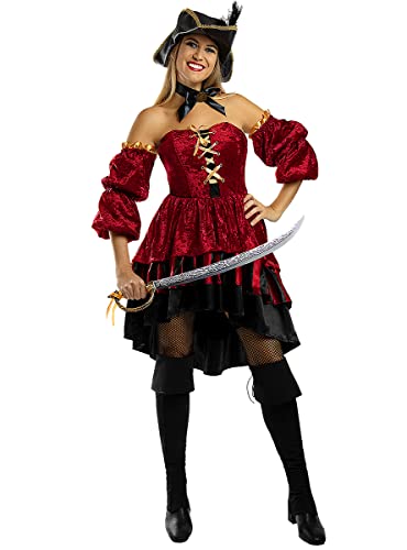 Funidelia | Elegantes Piratin Kostüm für Damen Größe XL Korsar, Seeräuber - Farben: Bunt, Zubehör für Kostüm - Lustige Kostüme für deine Partys von Funidelia