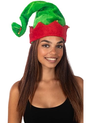 Funidelia | Elf Mütze Deluxe für Herren und Damen Weihnachtself, Weihnachten, Wichtel - Zubehör für Erwachsene, Zubehör für Kostüm - Grün von Funidelia