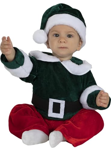 Funidelia | Elfen Kostüm Deluxes für Baby Weihnachtself, Weihnachten, Wichtel - Kostüm für Baby & Verkleidung für Partys, Karneval & Halloween - Größe 0-6 Monate - Grün von Funidelia