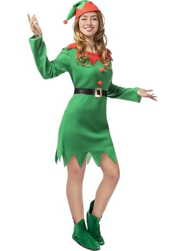 Funidelia | Elfenkostüm mit Schuhen für Damen Weihnachtself, Weihnachten, Wichtel - Kostüm für Erwachsene & Verkleidung für Partys, Karneval & Halloween - Größe L - Grün Funidelia | Elfenkostüm mit Schuhen für Damen Weihnachtself, Weihnachten, Wichtel - Kostüm für Erwachsene & Verkleidung für Partys, Karneval & Halloween - Größe L - Grün von Funidelia