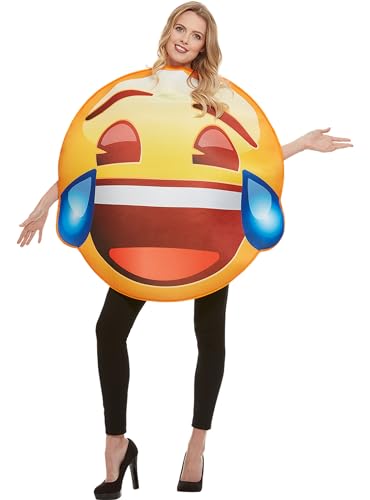 Funidelia | Emoji mit Freudentränen Kostüm 100% OFFIZIELLE für Herren und Damen Größe Einheitsgröße Emoticon, Whatsapp, Lustige & Ausgefallene - Farben: Gelb, Zubehör für Kostüm von Funidelia
