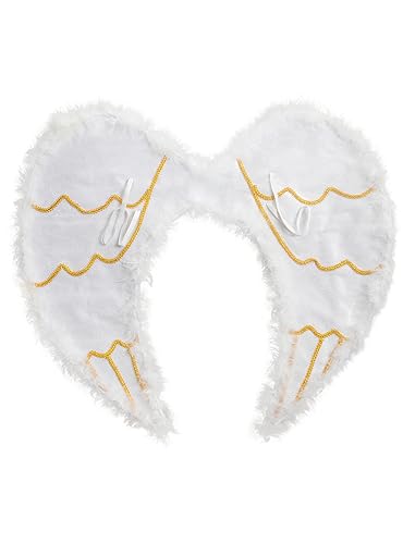 Funidelia | Engelsflügel weiß und gold für Damen Weihnachten, Krippenspiel - Zubehör für Erwachsene, Zubehör für Kostüm - Gold Funidelia | Engelsflügel weiß und gold für Damen Weihnachten, Krippenspiel - Zubehör für Erwachsene, Zubehör für Kostüm - Gold von Funidelia