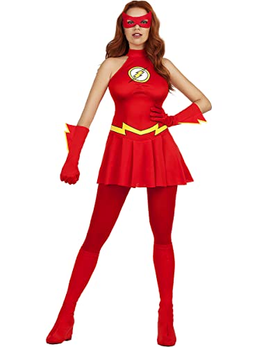 Funidelia | Flash Kostüm für Damen Superhelden, DC Comics, Liga de la Justicia - Kostüme für Erwachsene & Verkleidung für Partys, Karneval & Halloween - Größe M - Rot von Funidelia
