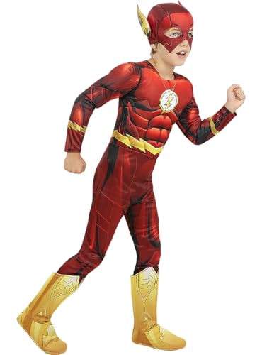 Funidelia | Flash Kostüm muskulös für Jungen Superhelden, DC Comics - Kostüme für Kinder & Verkleidung für Partys, Karneval & Halloween - Größe 10-12 Jahre - Rot von Funidelia