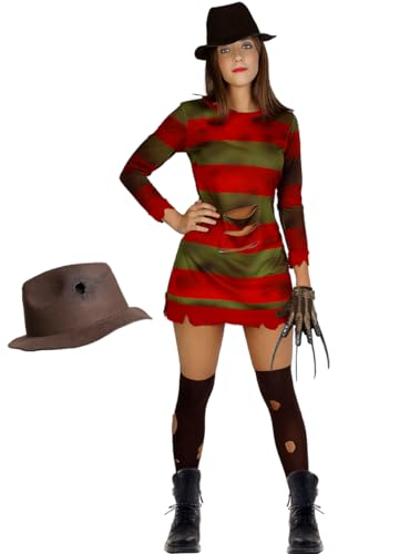 Funidelia | Freddy Krueger Kostüm mit Hut - Nightmare - Mörderische Träume für Damen Freddy, Horrorfilm, Nightmare - Kostüm für Erwachsene & Verkleidung für Partys, Karneval & Halloween - Rot Funidelia | Freddy Krueger Kostüm mit Hut - Nightmare - Mörderische Träume für Damen Freddy, Horrorfilm, Nightmare - Kostüm für Erwachsene & Verkleidung für Partys, Karneval & Halloween - Rot von Funidelia