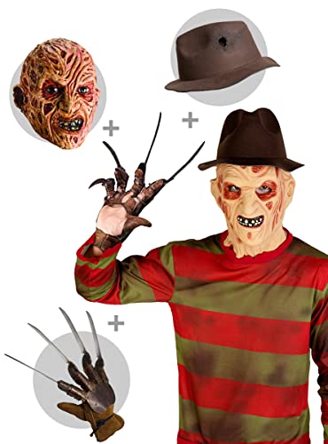 Funidelia | Freddy Krueger Pullover mit Hut, Handschuh und Maske - Nightmare Freddy, Horrorfilm, Nightmare - Kostüm für Erwachsene & Verkleidung für Partys, Karneval & Halloween - Rot Funidelia | Freddy Krueger Pullover mit Hut, Handschuh und Maske - Nightmare Freddy, Horrorfilm, Nightmare - Kostüm für Erwachsene & Verkleidung für Partys, Karneval & Halloween - Rot von Funidelia