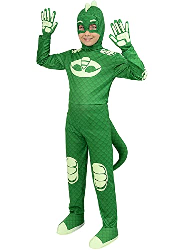 Funidelia | Gecko PJ Masks Kostüm deluxe für Jungen Zeichentrickfilm, Catboy, Eulette, Gecko - Kostüme für Kinder & Verkleidung für Partys, Karneval & Halloween - Größe 3-4 Jahre - Grün von Funidelia
