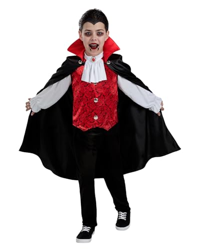 Funidelia | Graf Dracula Kostüm für Jungen Halloween, Horror, Dracula, Vampire - Kostüm für Kinder & Verkleidung für Partys, Karneval & Halloween - Größe 7-9 Jahre - Schwarz von Funidelia