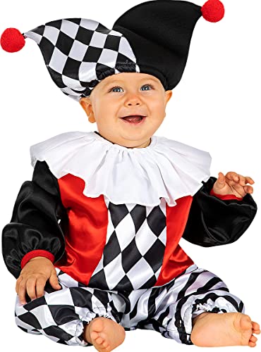 Funidelia | Harlekin Kostüm für Baby Clowns, Zirkus - Kostüm für Baby & Verkleidung für Partys, Karneval & Halloween - Größe 0-6 Monate - Schwarz von Funidelia