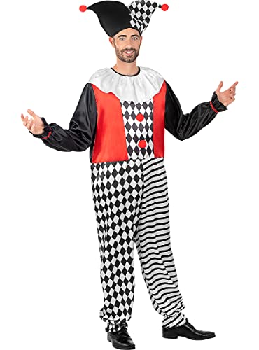 Funidelia | Harlekin Kostüm für Herren Clowns, Zirkus - Kostüm für Erwachsene & Verkleidung für Partys, Karneval & Halloween - Größe M - Schwarz von Funidelia