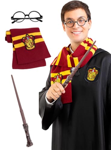 Funidelia | Harry Potter Accessoires Kit für Herren Film und Serien, Zauberer, Gryffindor, Hogwarts - Zubehör für Erwachsene, Zubehör für Kostüm - Braun von Funidelia