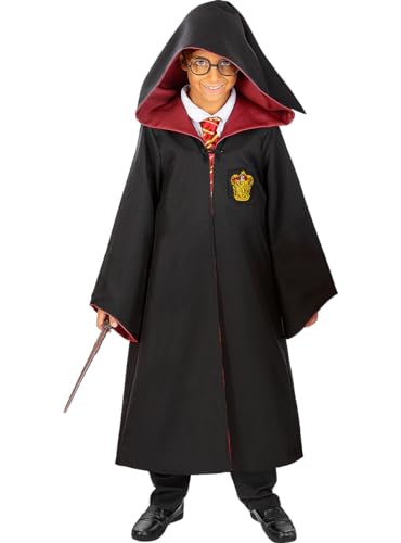 Funidelia | Harry Potter Gryffindor Umhang Replik für Jungen und Mädchen Hogwarts, Zauberer - Kostüme für Kinder & Verkleidung für Partys, Karneval & Halloween - Größe 7-9 Jahre - Schwarz von Funidelia