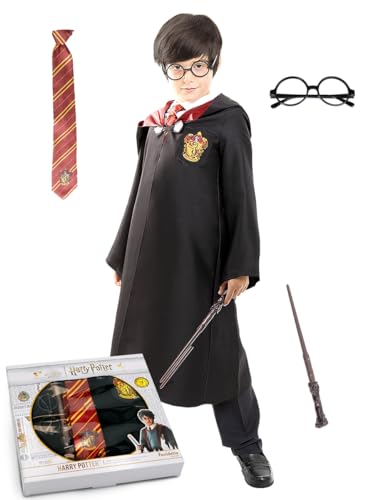 Funidelia | Harry Potter Kit für Jungen und Mädchen Zauberer, Gryffindor, Hogwarts - Kostüme für Kinder & Verkleidung für Partys, Karneval & Halloween - Größe 3-4 Jahre - Schwarz von Funidelia