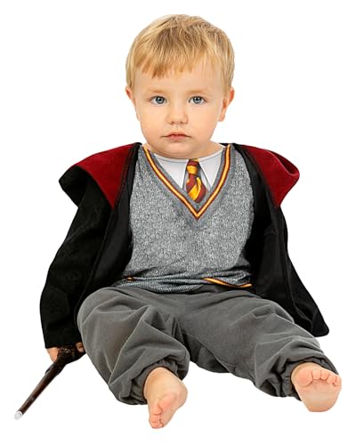 Funidelia Offizielles Harry Potter Kostüm für Babys mit gesticktem Logo, Gryffindor Umhang Neugeborene Hogwarts, Karneval, Halloween und Partys – Größe 12-24 Monate von Funidelia