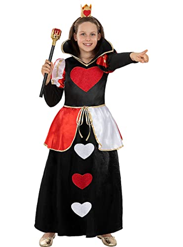 Funidelia | Herzkönigin Kostüm Classic für Mädchen Queen of Hearts, Alice im Wunderland - Kostüm für Kinder & Verkleidung für Partys, Karneval & Halloween - Größe 7-9 Jahre - Rot Funidelia | Herzkönigin Kostüm Classic für Mädchen Queen of Hearts, Alice im Wunderland - Kostüm für Kinder & Verkleidung für Partys, Karneval & Halloween - Größe 7-9 Jahre - Rot von Funidelia