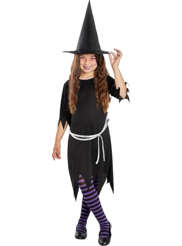 Funidelia | Hexen Kostüm für Mädchen Hexen, Zauberer, Halloween, Horror - Kostüm für Kinder & Verkleidung für Partys, Karneval & Halloween - Größe 7-9 Jahre - Lila von Funidelia