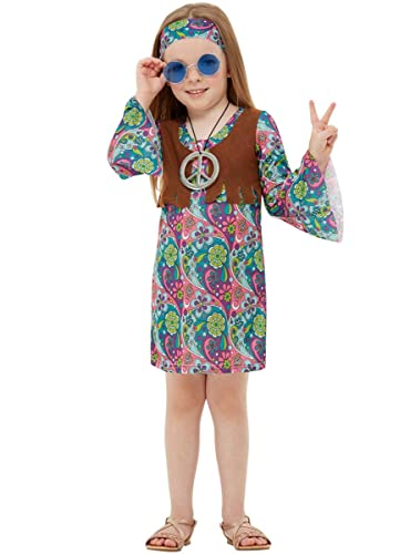 Funidelia | Hippie Kostüm für Mädchen Größe 10-12 Jahre De Jaren '60, Hippie, Flower Power, Berufe - Farben: Bunt, Zubehör für Kostüm - Lustige Kostüme für Deine Partys von Funidelia
