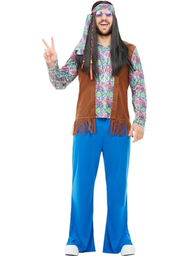 Funidelia | Hippie Kostüm mit Zubehör für Männer für Herren De jaren '60, Hippie, Flower power, Berufe - Kostüm für Erwachsene & Verkleidung für Partys, Karneval & Halloween - Größe S - Bunt Funidelia | Hippie Kostüm mit Zubehör für Männer für Herren De jaren '60, Hippie, Flower power, Berufe - Kostüm für Erwachsene & Verkleidung für Partys, Karneval & Halloween - Größe S - Bunt von Funidelia