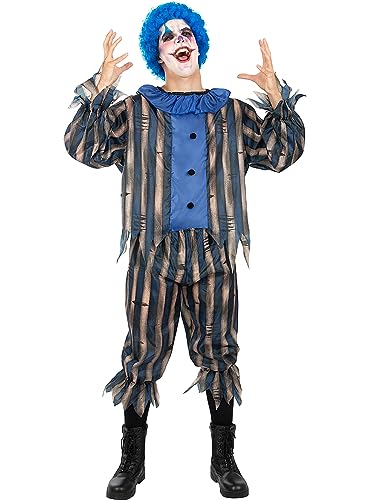Funidelia | Horrific Clown Costume with Wig for Men für Herren Clowns, Killer Clown, Halloween, Horror - Kostüm für Erwachsene & Verkleidung für Partys, Karneval & Halloween - Größe M - Rot von Funidelia