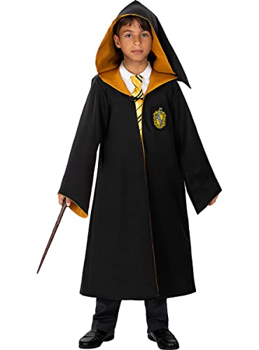 Funidelia | Hufflepuff Umhang Diamond Edition für Jungen und Mädchen Kostüm für Kinder & Verkleidung für Partys, Karneval & Halloween - Größe 5-6 Jahre - Schwarz von Funidelia