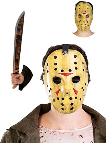 Funidelia | Jason Machete und Maske Kit aus Freitag der 13. für Herren und Damen Friday the 13th, Horrorfilm - Zubehör für Erwachsene, Zubehör für Kostüm - Schwarz Funidelia | Jason Machete und Maske Kit aus Freitag der 13. für Herren und Damen Friday the 13th, Horrorfilm - Zubehör für Erwachsene, Zubehör für Kostüm - Schwarz von Funidelia
