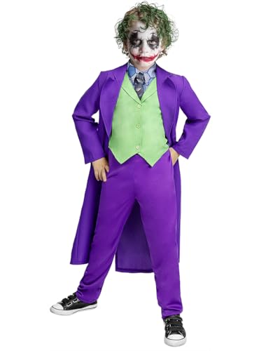 Funidelia | Joker Kostüm 100% OFFIZIELLE für Jungen Größe 7-9 Jahre Superhelden, DC Comics, Bösewicht - Farben: Bunt, Zubehör für Kostüm - Lustige Kostüme für deine Partys von Funidelia
